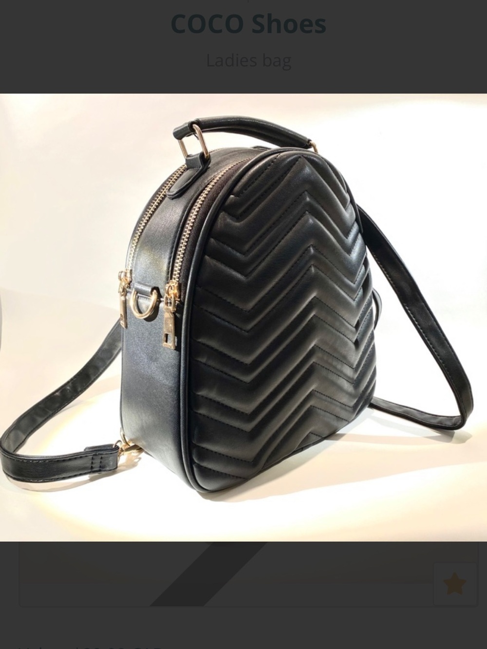 👜Black Quilted Chevron Crossbody Backpack